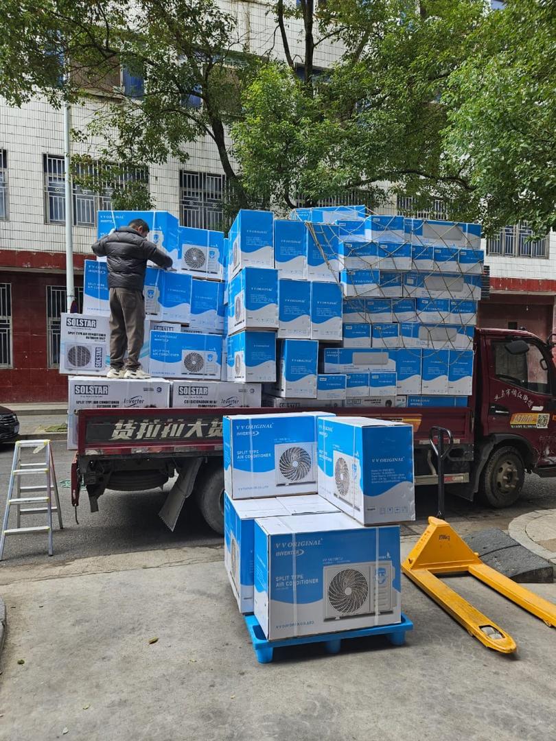 Loading air conditioning units for delivery